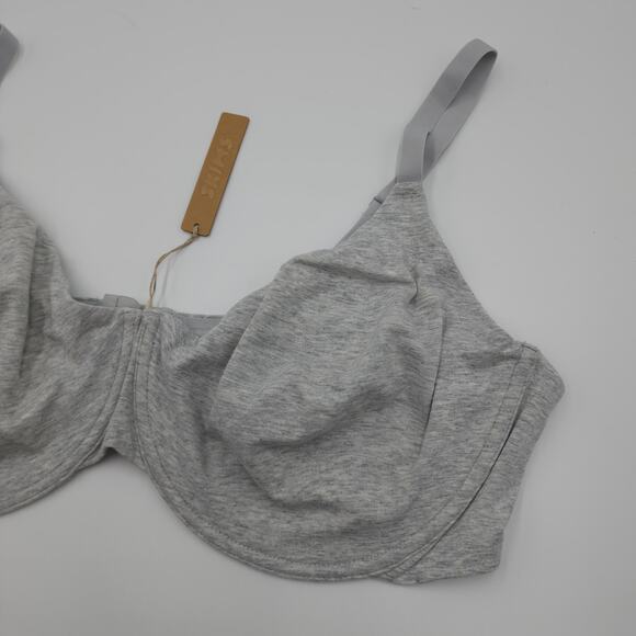 Skims Cotton Jersey Underwire Bra in Light Heather Grey Size 44H - Picture 4 of 8